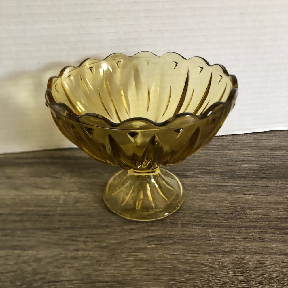 Vtg Amber Glass Decorative Bowl